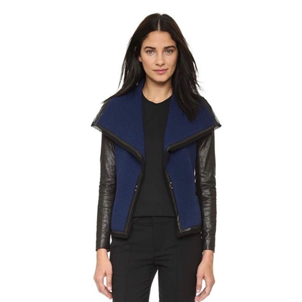 Black/Blue Marine Navy Boucle Vince jacket- size 4